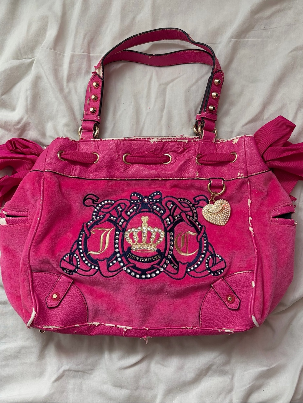 Juicy Couture Hot Pink Embellished Shoulder Tote